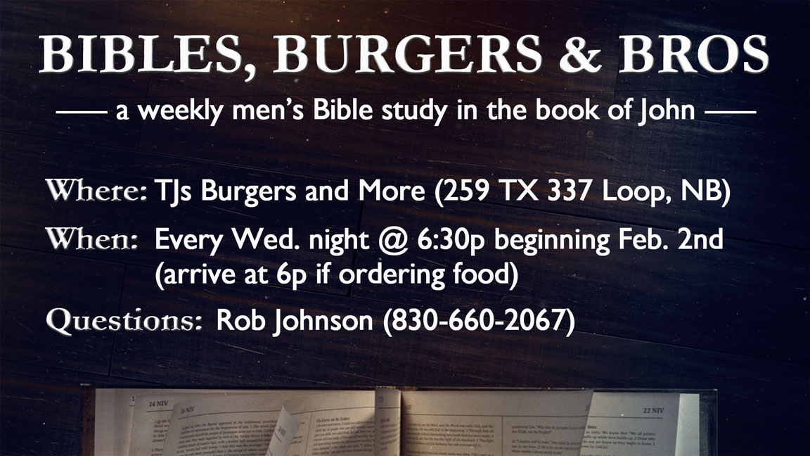 Bibles, Burgers & Bros - Men's Bible Study - February 2022